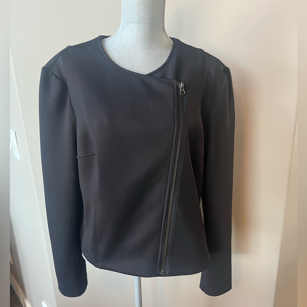 Apt. 9 Black asymmetrical zip front jacket